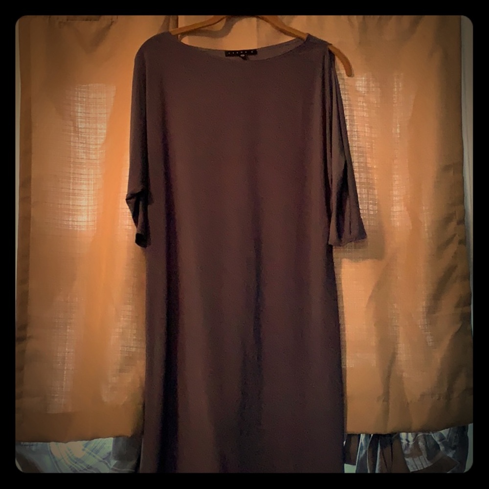 Tiana B grey cold shoulder dress